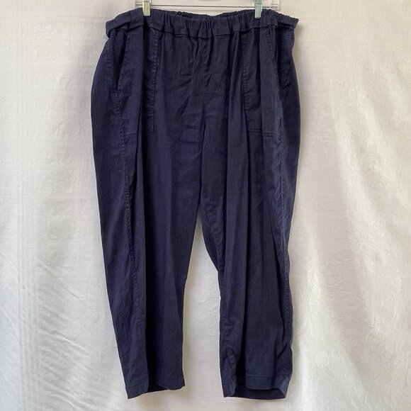 Lane Bryant Pants Elastic Waist Womens 22 24 Blue Relax Pockets Business Casual - Picture 1 of 11